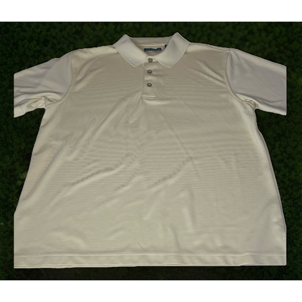 Cubavera Polo Shirt Mens L‎ Yellow Striped Short Sleeve Casual Golf Lightweight